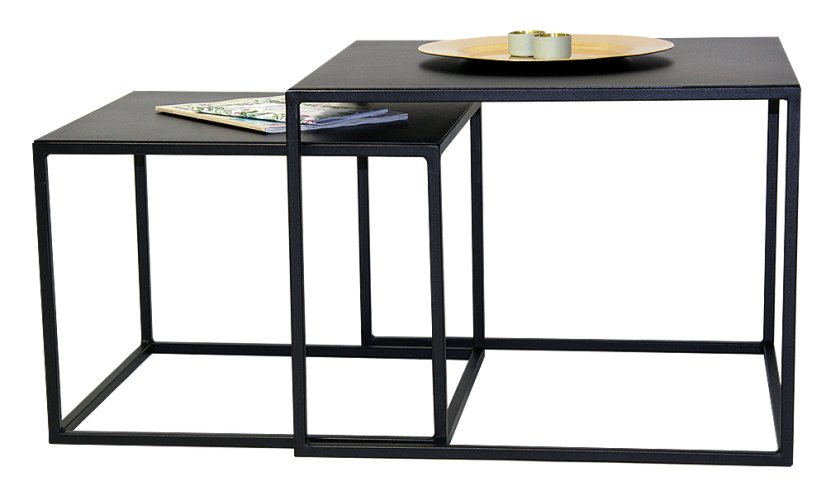 Sada konferenčních stolků Lotta / černý s jemnou strukturou