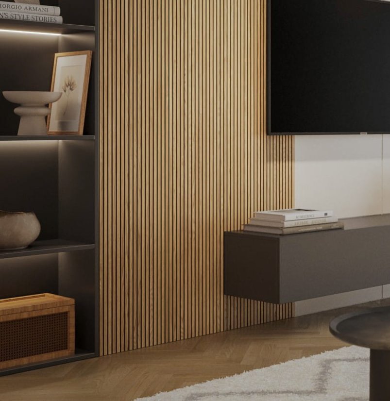 Designový panel s mikrolamelami, tvar Skog, dubová dýha, 12x275 cm