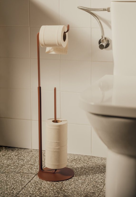 Kovový samostatne stojaci držiak na toaletný papier Malaga - Farba: Oxidovaná červená