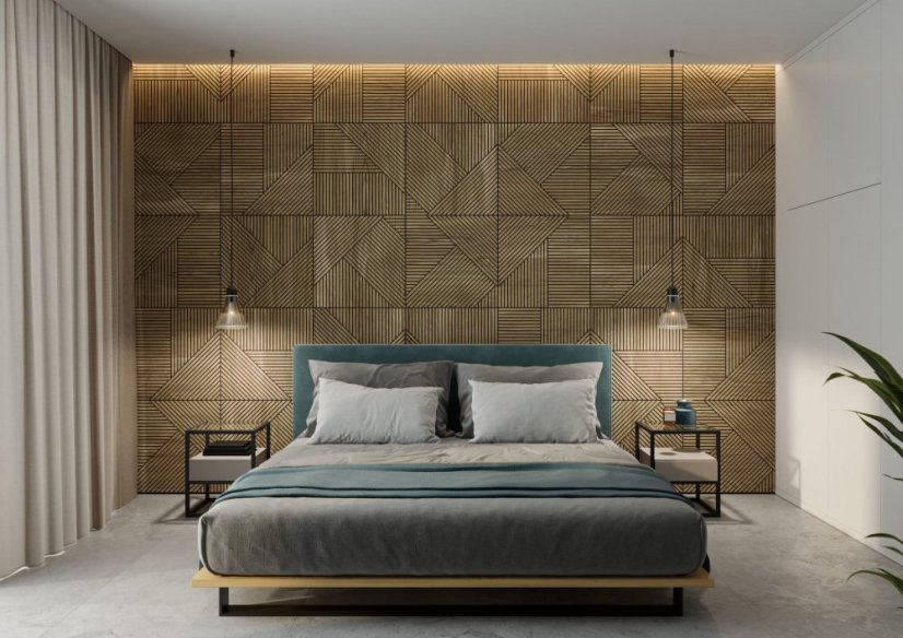 Designový obkladový panel s dubovou dýhou, vzor Toledo, 60x60 cm