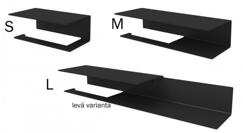 Kovový nástenný držiak na toaletný papier Berno čierny - Veľkosť: M - ľavý variant