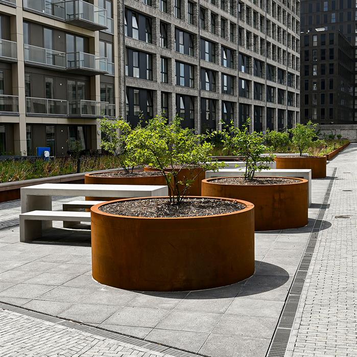 Cortenový vyvýšený záhon kulatý