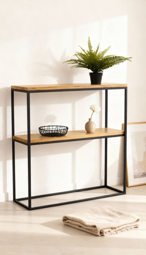 Regál Star s masívnymi dubovými doskami