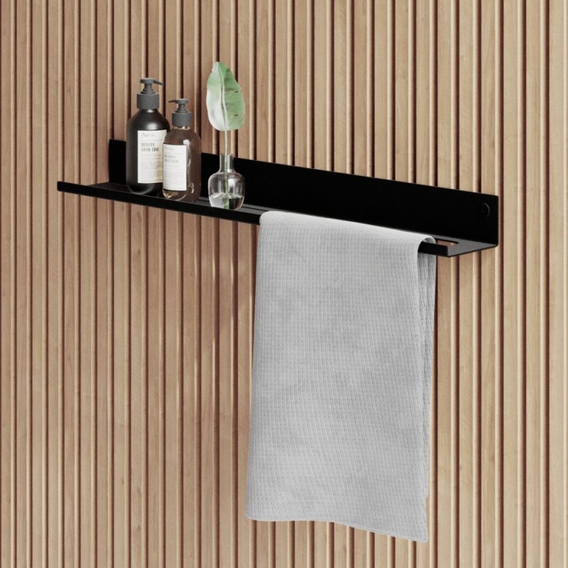 Kovová nástěnná police do koupelny Roma černá - Velikost: M - pravá varianta