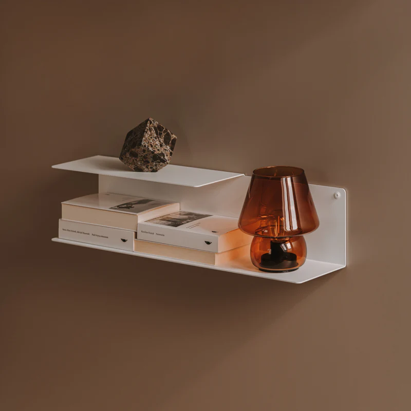 Nástenná kovová polica Porto biela - Veľkosť: S - ľavý variant