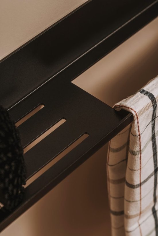 Kovová nástěnná police do koupelny Roma černá - Velikost: L - levá varianta