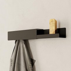 Nástenná kovová polícia Nice s háčikmi čierna