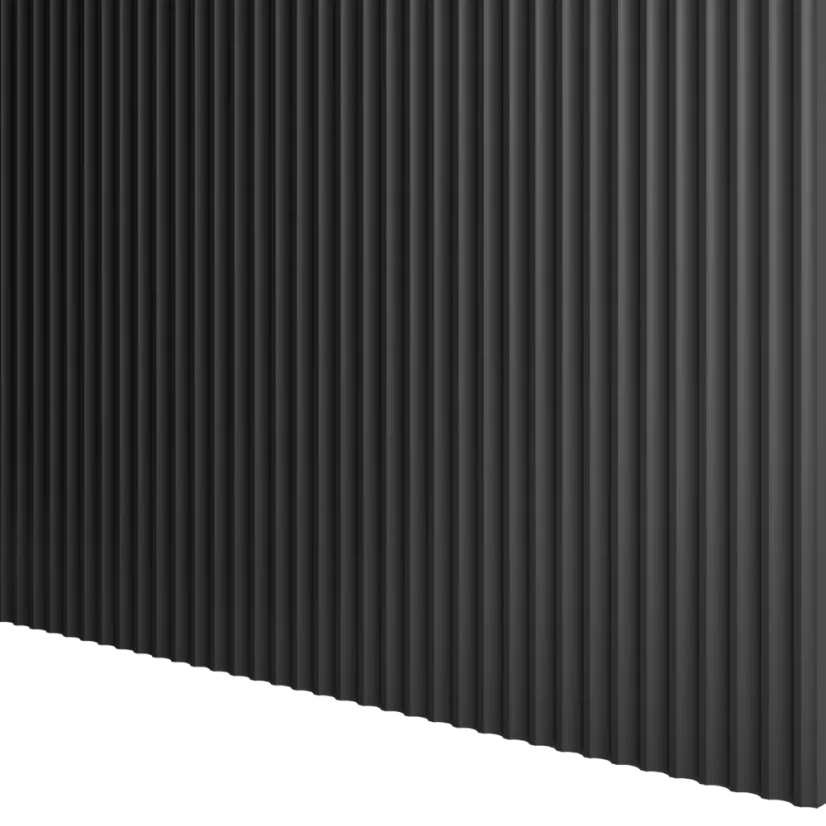 Designový panel s mikrolamelami, tvar Vik, černý mat, 12x275 cm