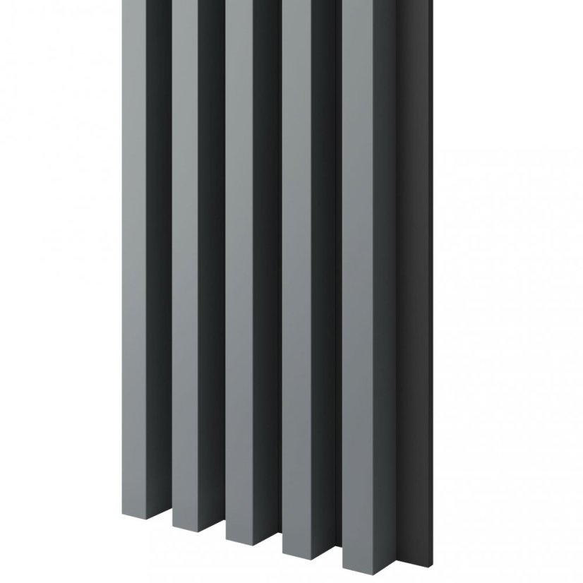 Akustický panel, podklad MDF deska, široká lamela, grafit, 30x275 cm