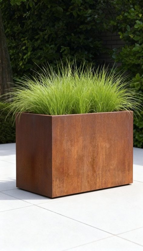 Cortenový květináč obdélníkový se dnem