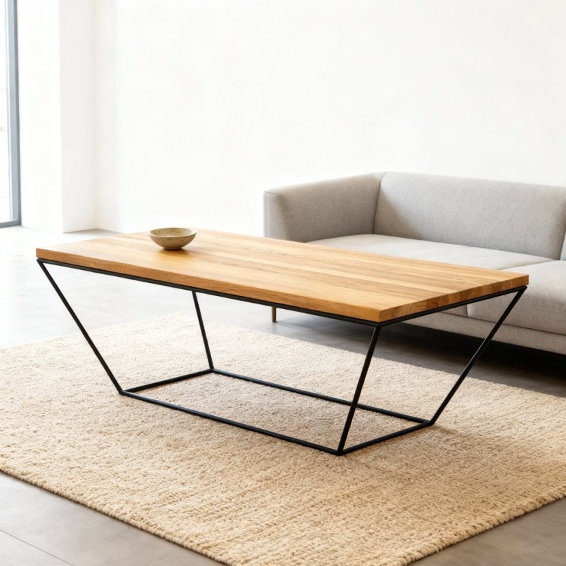 Konferenční stolek Doke s masivní dubovou deskou