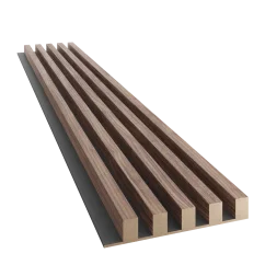 Akustický panel, podklad MDF deska, široká lamela, dýha Americký ořech, 30x275 cm