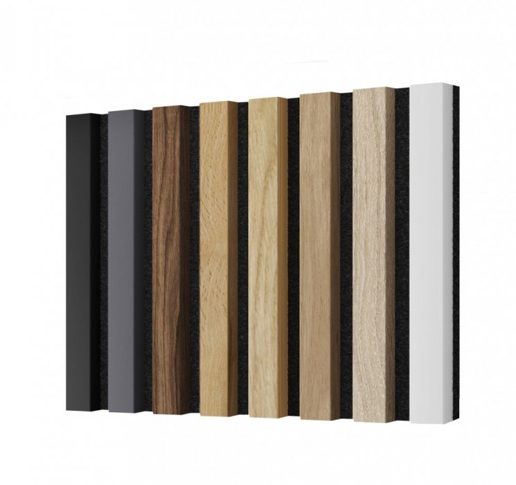 Akustický panel, Dub Sonoma, šedý filc, 30x275 cm