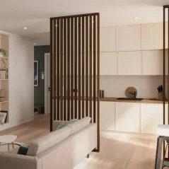 Lamelová dělící stěna, kompletní sada, výška a šířka dle výběru, ořech