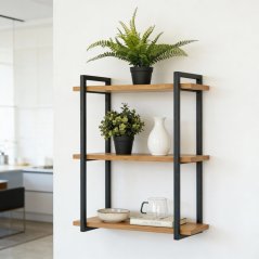 Nástěnná police Pure s masivními dubovými deskami