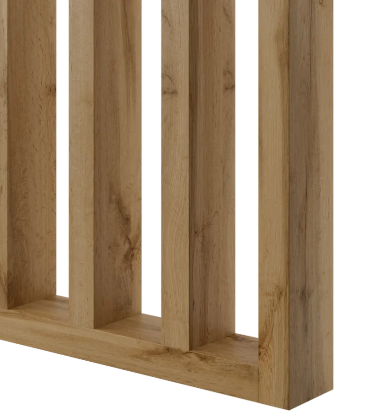 Samostatně stojící lamelová dělící stěna se základnou, kompletní sada, dub Wotan