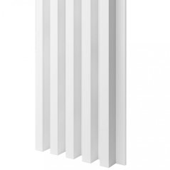 Akustický panel, podklad bílá MDF deska, široká lamela, bílý mat, 30x275 cm