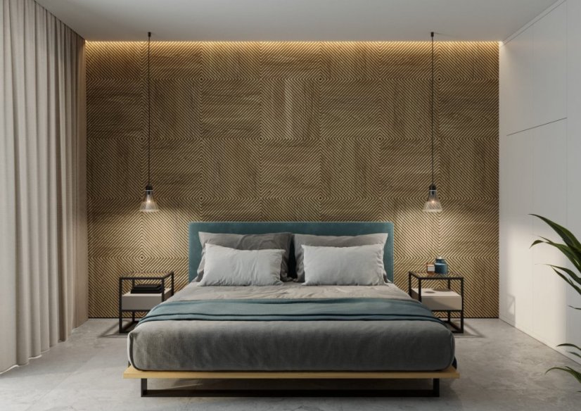 Designový obkladový panel s dubovou dýhou, vzor Brekka, 60x60 cm