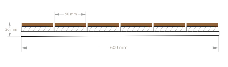 Akustický panel čtvercový, dubová dýha, černý filc, 60x60 cm