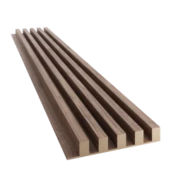 Akustický panel, podklad MDF deska, široká lamela, celý panel - dýha Americký ořech, 30x275 cm