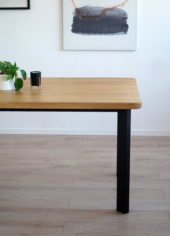 Jídelní stůl s masivní dubovou deskou Gloria - Rozměry stolové desky: 1800 x 900 mm