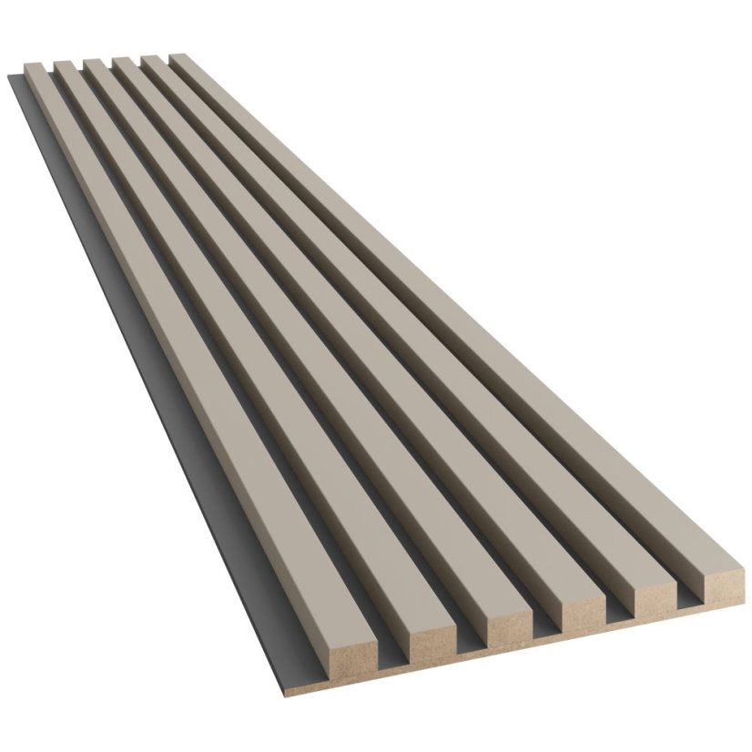 Akustický panel, podklad MDF deska, úzká lamela, pískově béžová, 30x275 cm