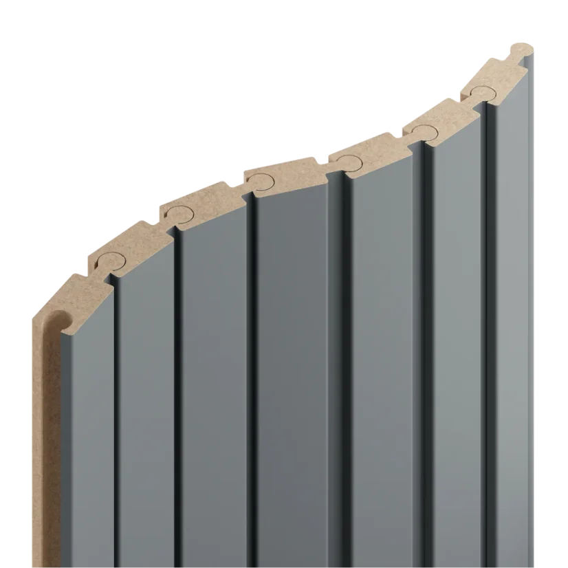 Obkladový panel PUZZLE pro zakřivené stěny, 4,6 x 275 cm, Grafit