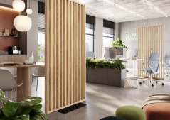 Samostatně stojící lamelová dělící stěna se základnou, kompletní sada, dubová dýha