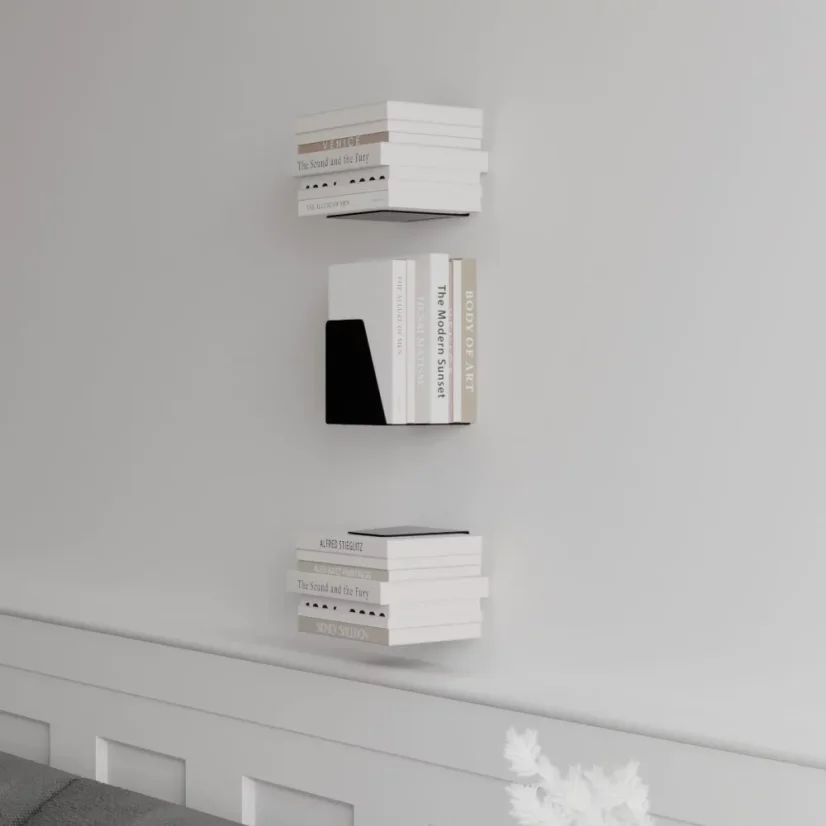 Nástenná kovová polica na knihy / zarážka Lahti