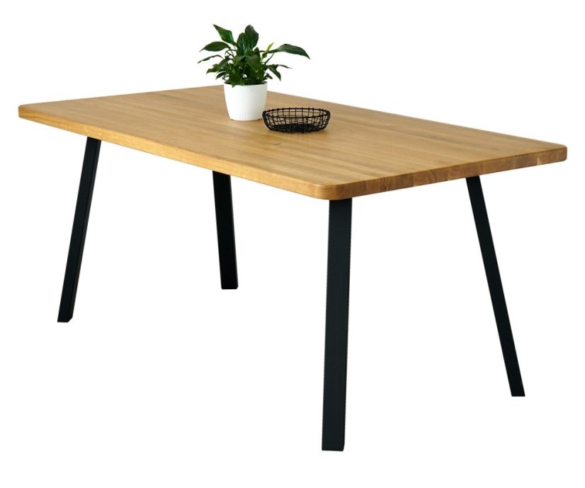 Jídelní stůl s masivní dubovou deskou Convex - Rozměry stolové desky: 2000 x 900 mm