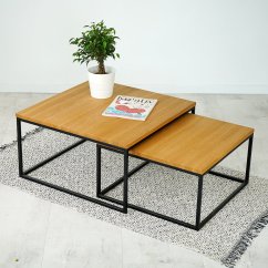 Sada konferenčných stolíkov s masívnou dubovou doskou Amigo