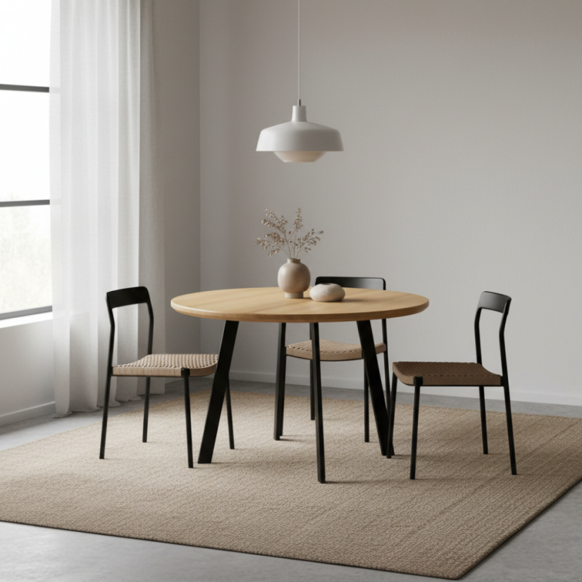 Kulatý jídelní stůl Rondo s masivní dubovou deskou