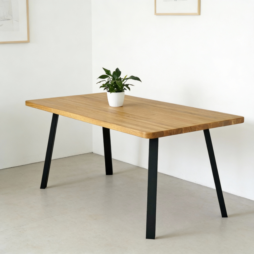 Jídelní stůl s masivní dubovou deskou Convex - Rozměry stolové desky: 2000 x 900 mm