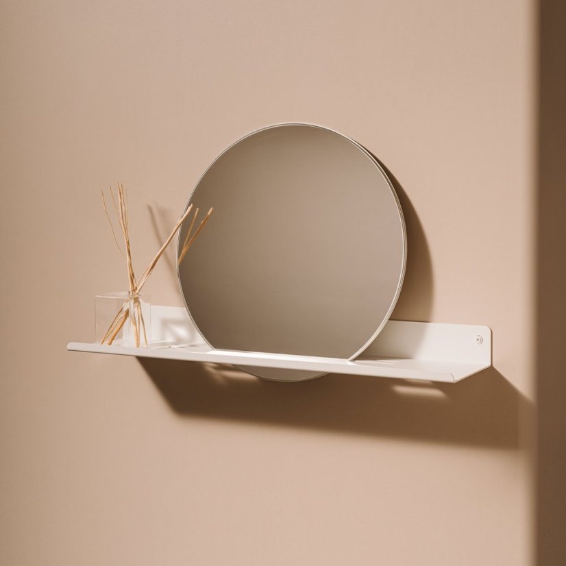 Kúpeľňové zrkadlo s kovovou policou London biele