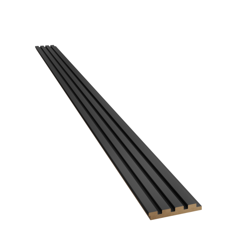 Designový obkladový panel s lamelami MINI, černý mat, 12,3 x 275 cm