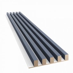 Akustický panel, podklad bílá MDF deska, široká lamela, tmavá námořnická modrá, 30x275 cm