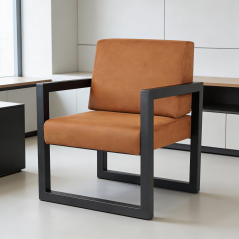 Kovové kreslo s čalúnením Buho tmavo hnedé