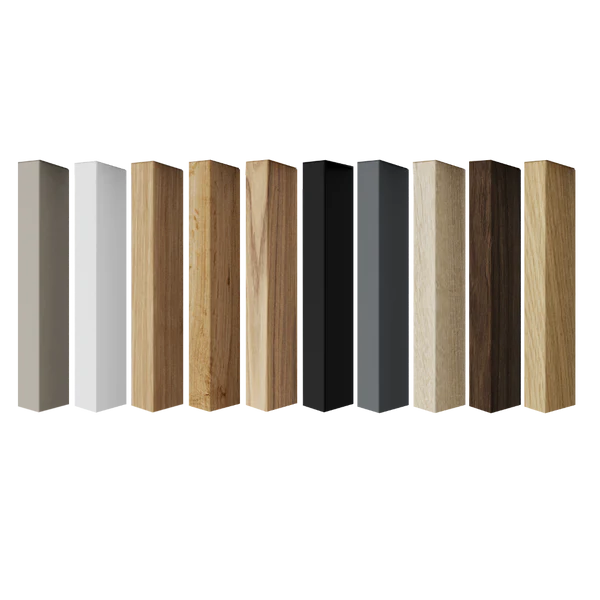 Samostatně stojící lamelová dělící stěna se základnou, kompletní sada, ořech