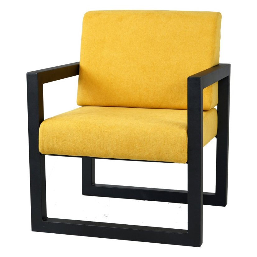 Kovové kreslo s čalúnením Buho žlté