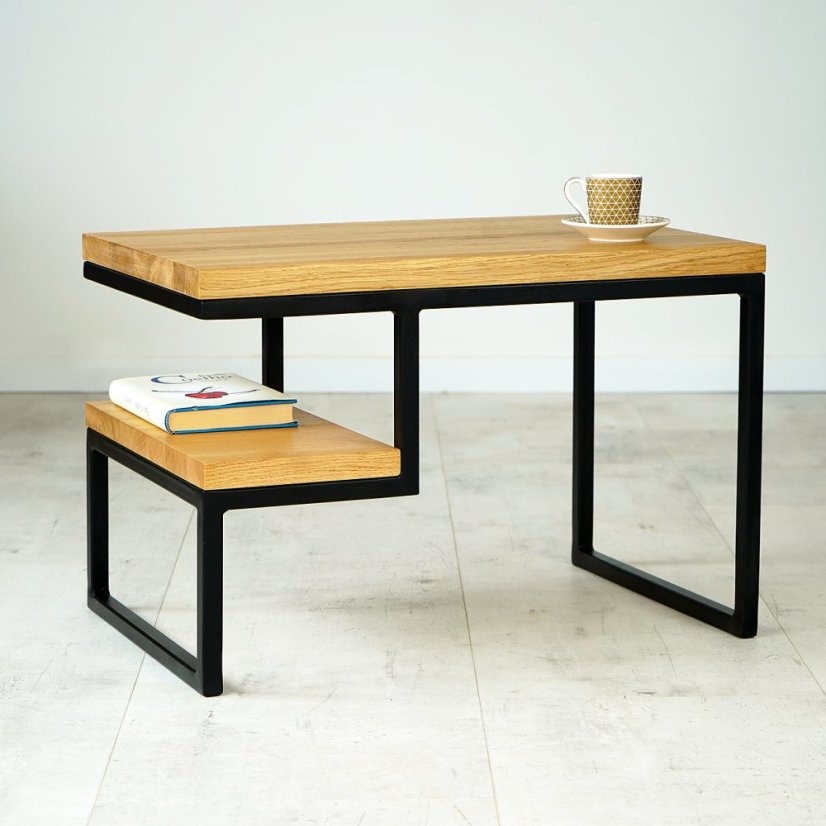 Odkladací stolík Rebus s dubovým masívom