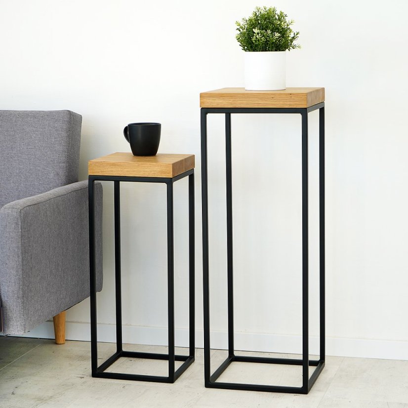 Sada odkladacích stolíkov Vasile s dubovým masívom 40 mm