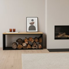 Stojan na dřevo Varme s lavicí s dubovou deskou