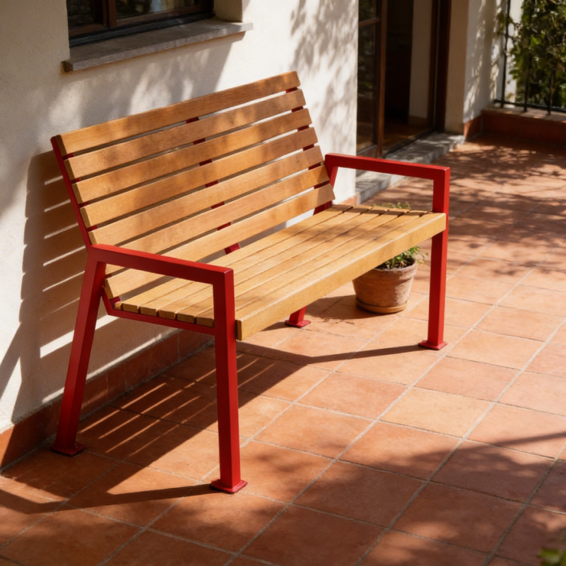 Záhradná lavica Giro s červenými nohami