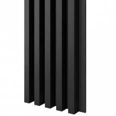 Akustický panel, podklad MDF deska, široká lamela, černý mat, 30x275 cm
