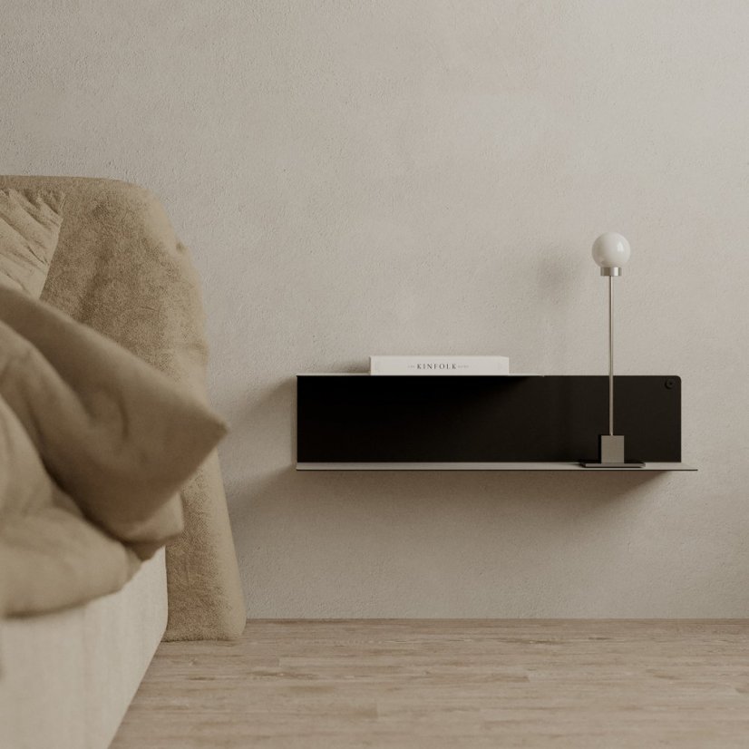 Nástenná kovová polica Porto pieskovo šedá - Veľkosť: S - ľavý variant