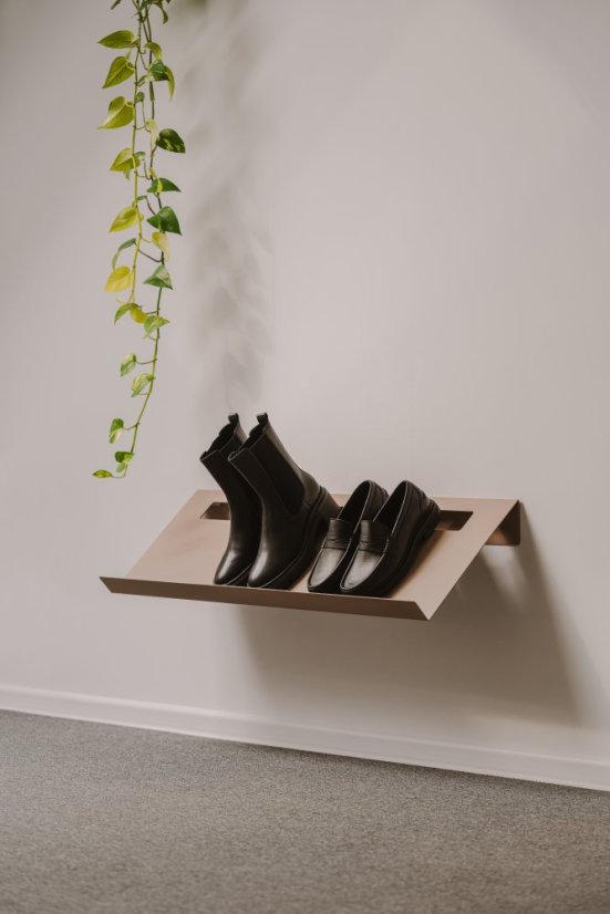 Nástenná kovová polica na topánky Torino pieskovo šedá - Veľkosť: L