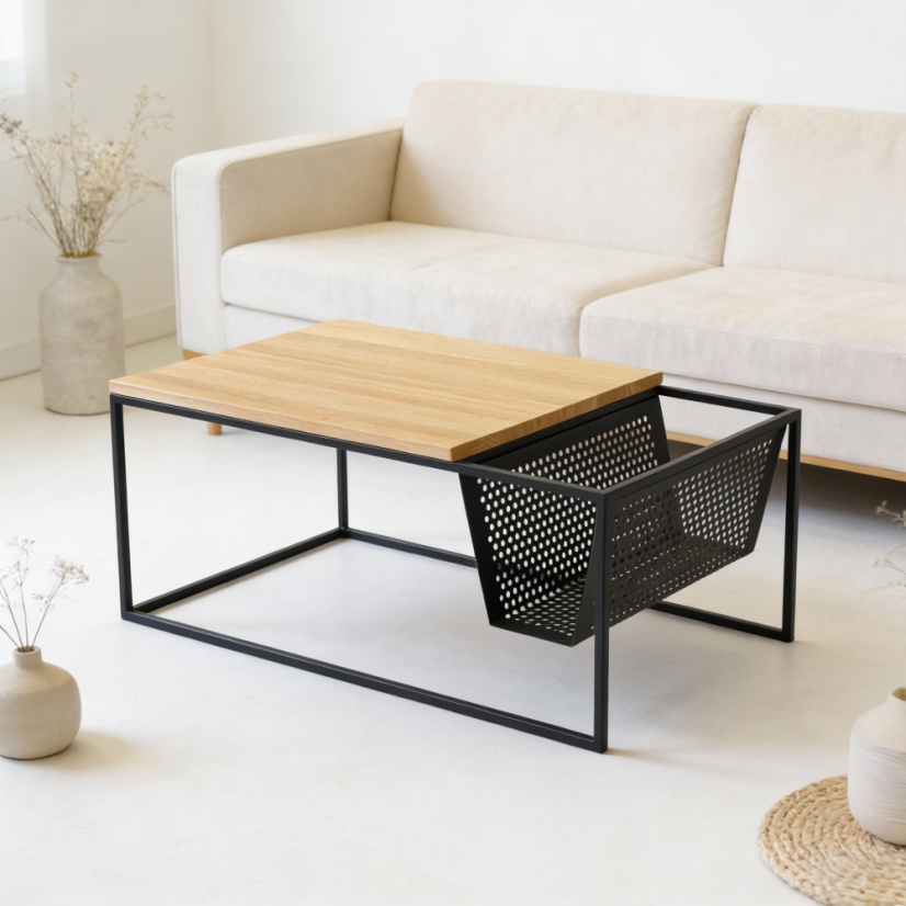 Konferenčný stolík Leon s masívnou dubovou doskou