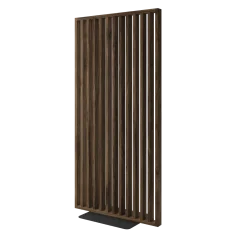 Samostatně stojící lamelová dělící stěna se základnou, kompletní sada, ořech