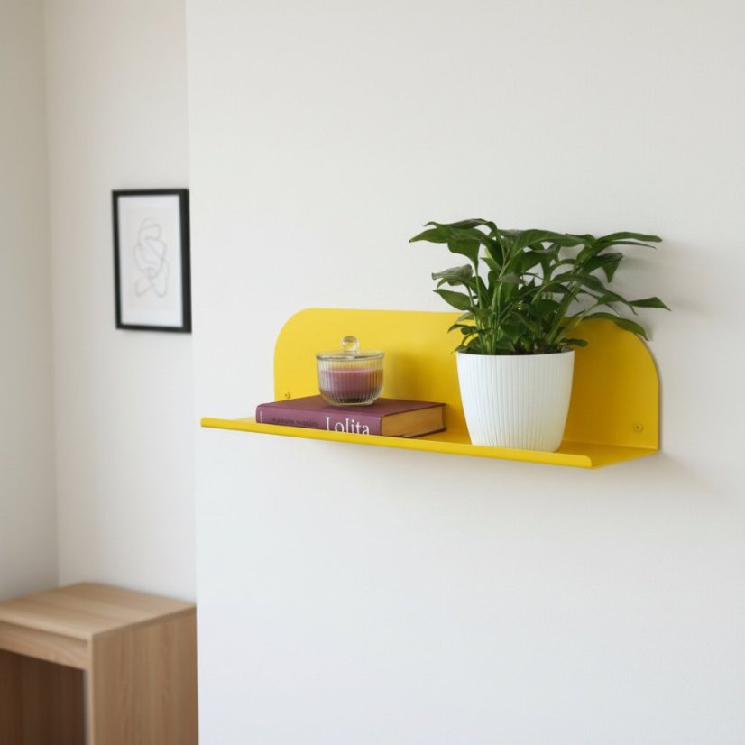 Nástenná kovová polica Lucia - Dĺžka: 900 mm, Farby kolekcie Essence: čierna RAL 9005