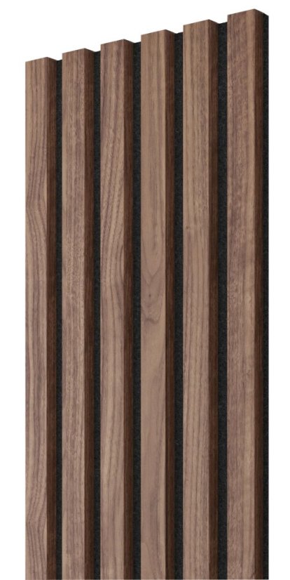 Akustický panel, dýha Americký ořech, černý filc, 30x275 cm